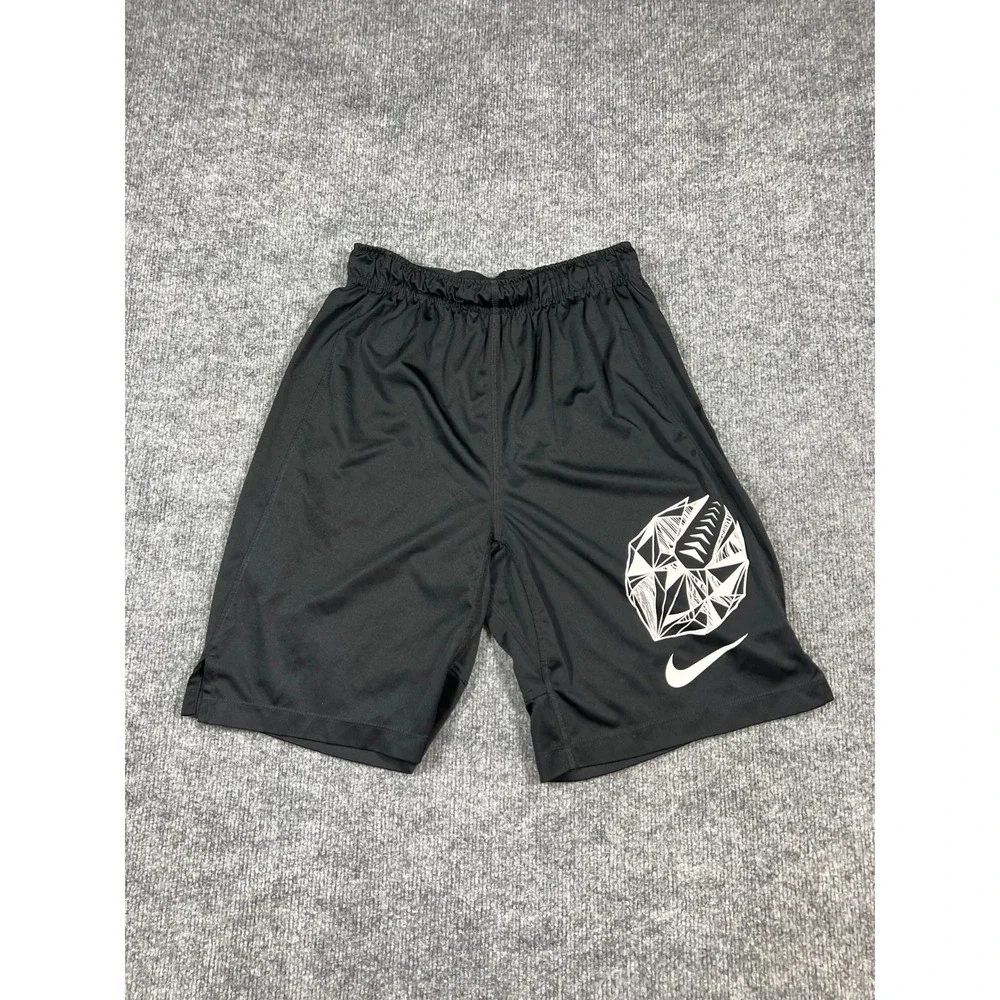 Nike Dri Fit Football Shorts Youth L Black Swoosh Logo Moisture Wicking Training